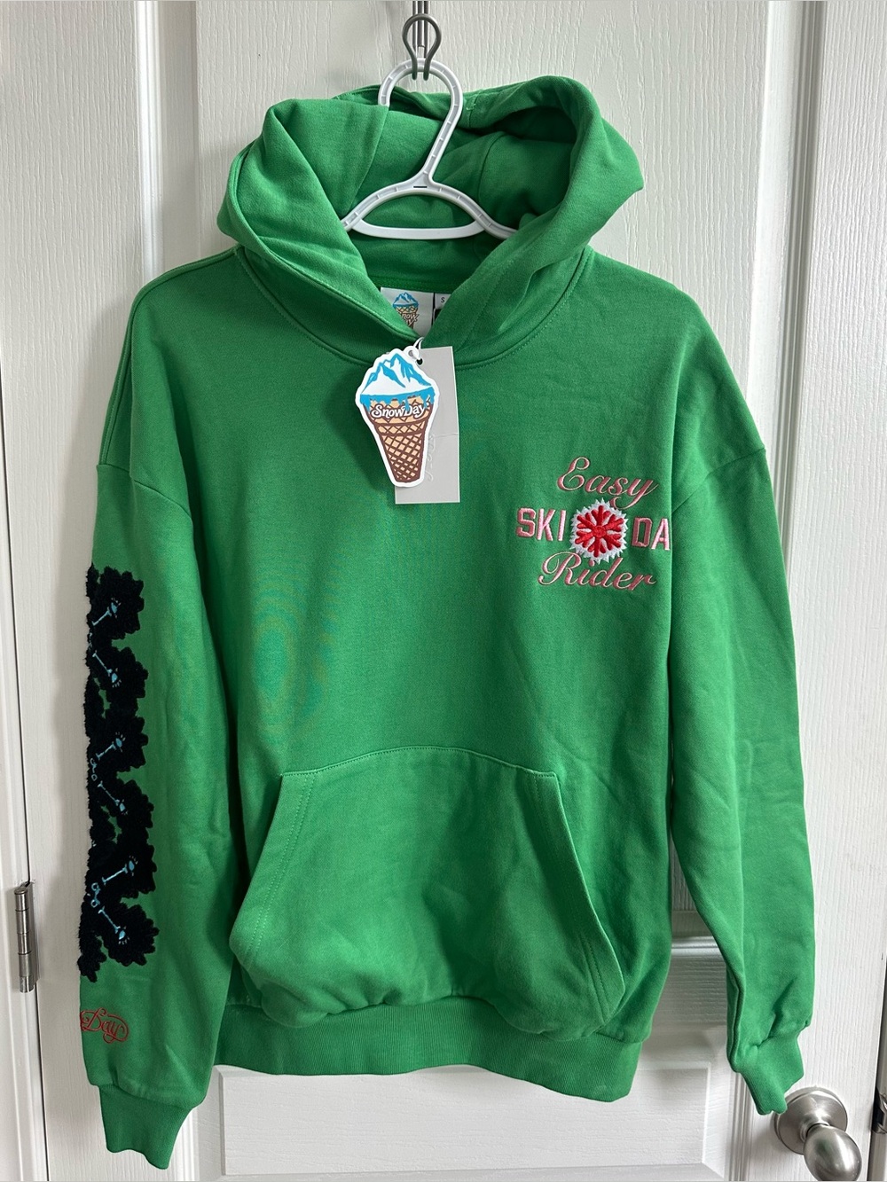SnowDay Men’s Green Hoodie – Limited Edition Easy Rider Ski Day – Small – NWT